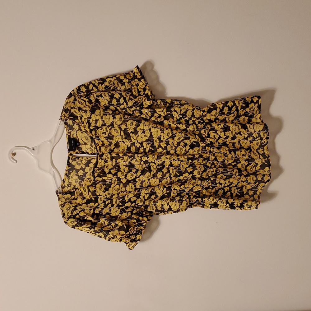 Floral Yellow and Black Women's Top